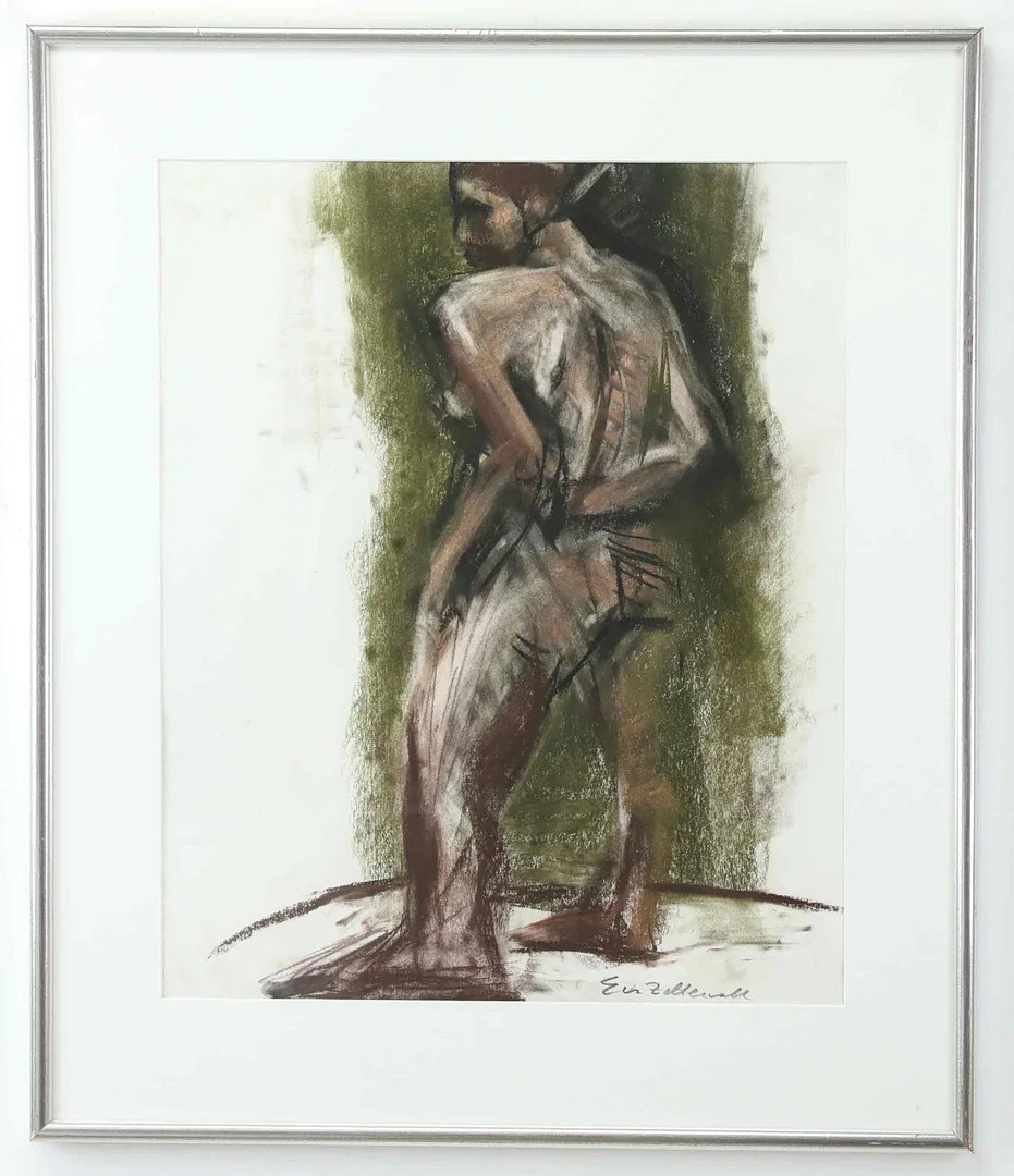 EVA ZETTERVALL. Pastellkrita på papper, signerad. — Paintings — Hälsinglands Auktionsverk