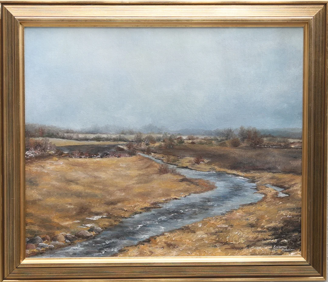 SUSANNE NYHOLM. Olja på duk, "Vårmorgon", signerad, daterad -85. — Paintings — Gomér & Andersson Jönköping