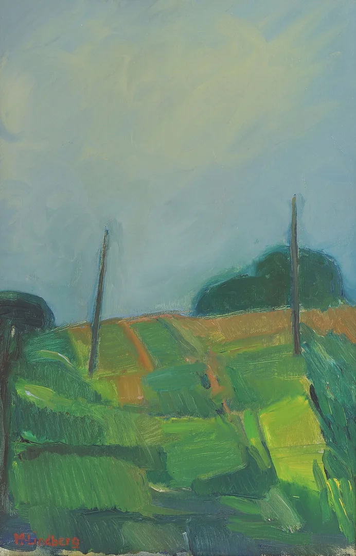 MARIA LINDBERG. Olja på duk, landskap, signerad. — Paintings — RA Auktionsverket Norrköping
