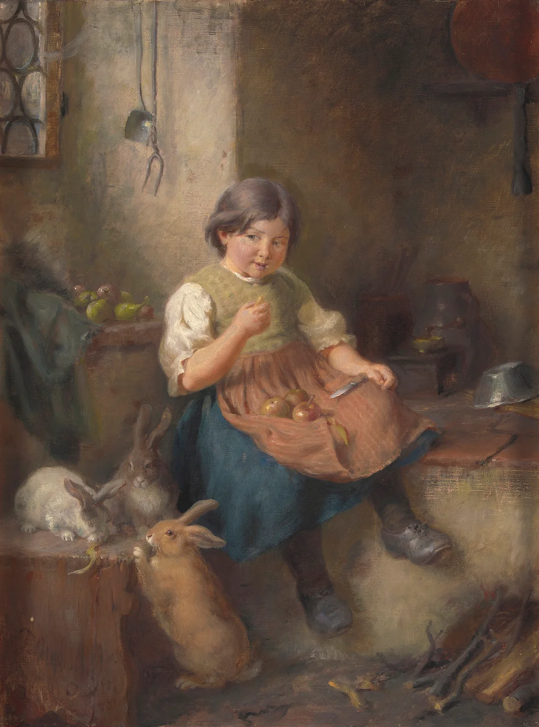 Schlesinger, Felix — Pike med epler og kaniner — Kunst/Maleri — Blomqvist