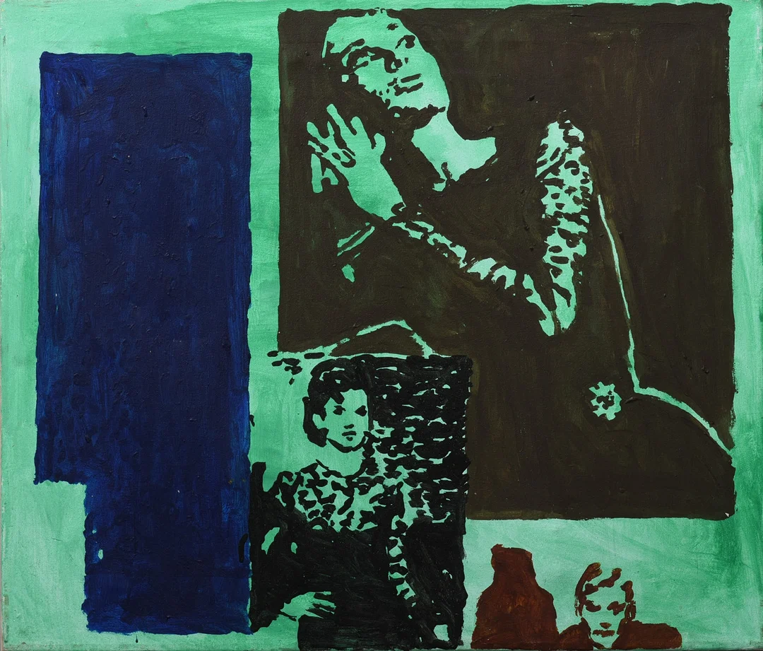DORTE JELSTRUP. Komposition. Olie på lærred. Signeret. Uden titel, 1998. — Paintings — Sørensen Auktioner