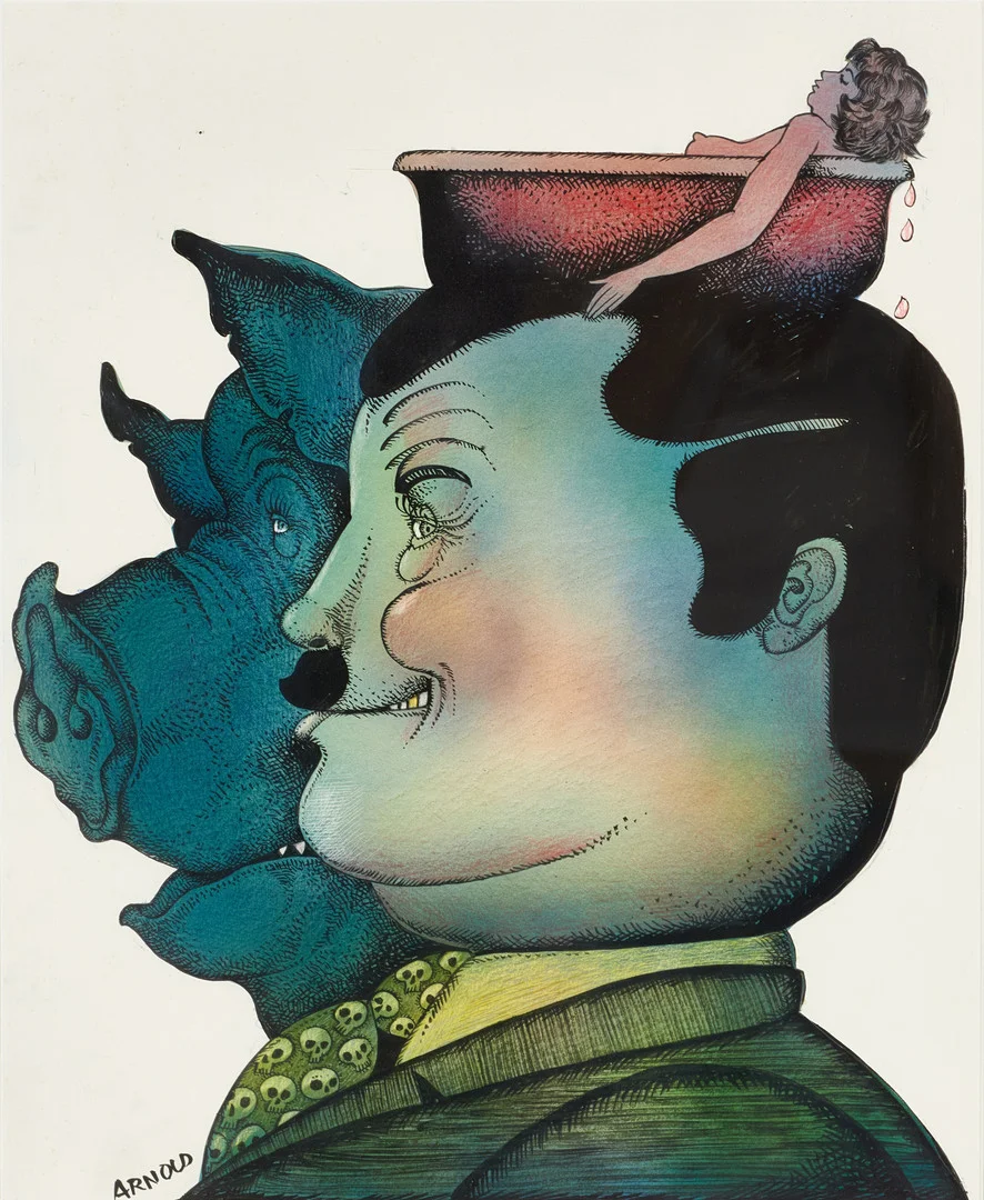 HANS ARNOLD (SVERIGE, 1925–2010). "Svin", signerad Arnold, blandteknik. — Paintings — Crafoord Auktioner Stockholm
