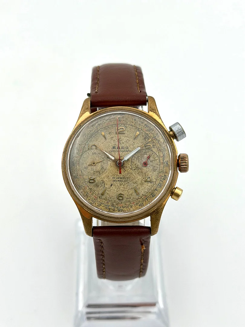 RADO, kronograf, 1940/50-tal, manuell, gulddoublé. — Wristwatches — Skandia Auktion