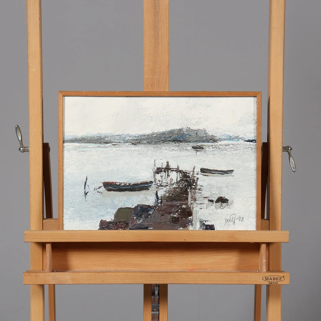 OIDENTIFIERAD KONSTNÄR. OLJA PÅ PANNÅ, signerad samt daterad -99. — Paintings — Borås Auktionshall
