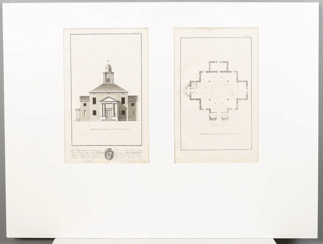 CHRISTIAN LUDWIG STIEGLITZ. 2 Planscher, Nr 45 & 46 från "Zeichnungen aus der schönen Baukunst", Leipzig 1804. — Engravings & Prints — Karlstad Hammarö Auktionsverk