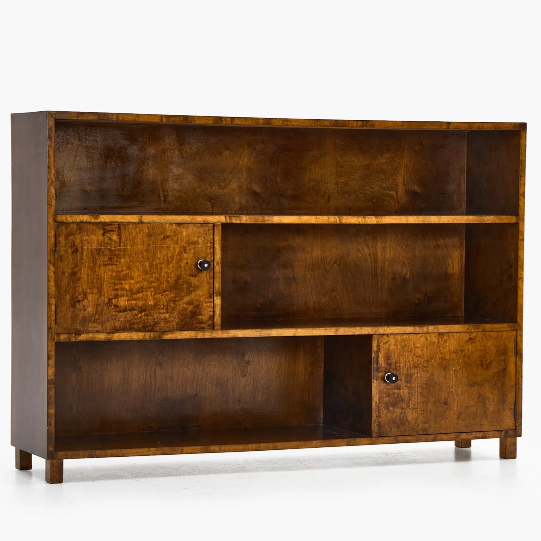 BOKHYLLA / SIDEBOARD, björkfanér, 1930-tal. Funkis. — Cupboards, Cabinets & Shelves — Crafoord Auktioner Stockholm
