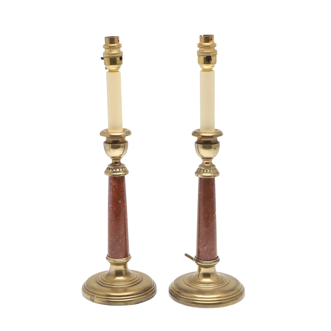 PAIR OF PEDESTAL TABLE LAMPS. — Table Lamps — Lawrences Auctioneers