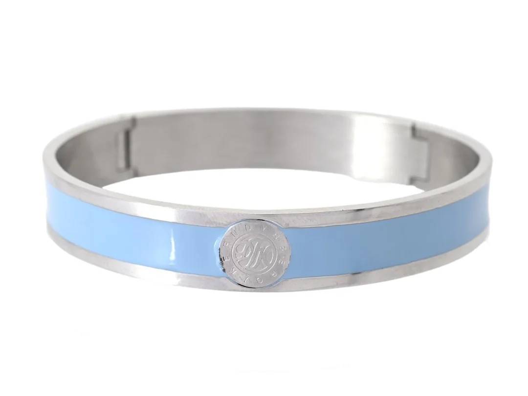 ARMBAND, stål, blå emalj, Dyrberg /Kern, stl 48 x 58 mm, vikt 22,3 g. — Smycken/Armring — Kaplans