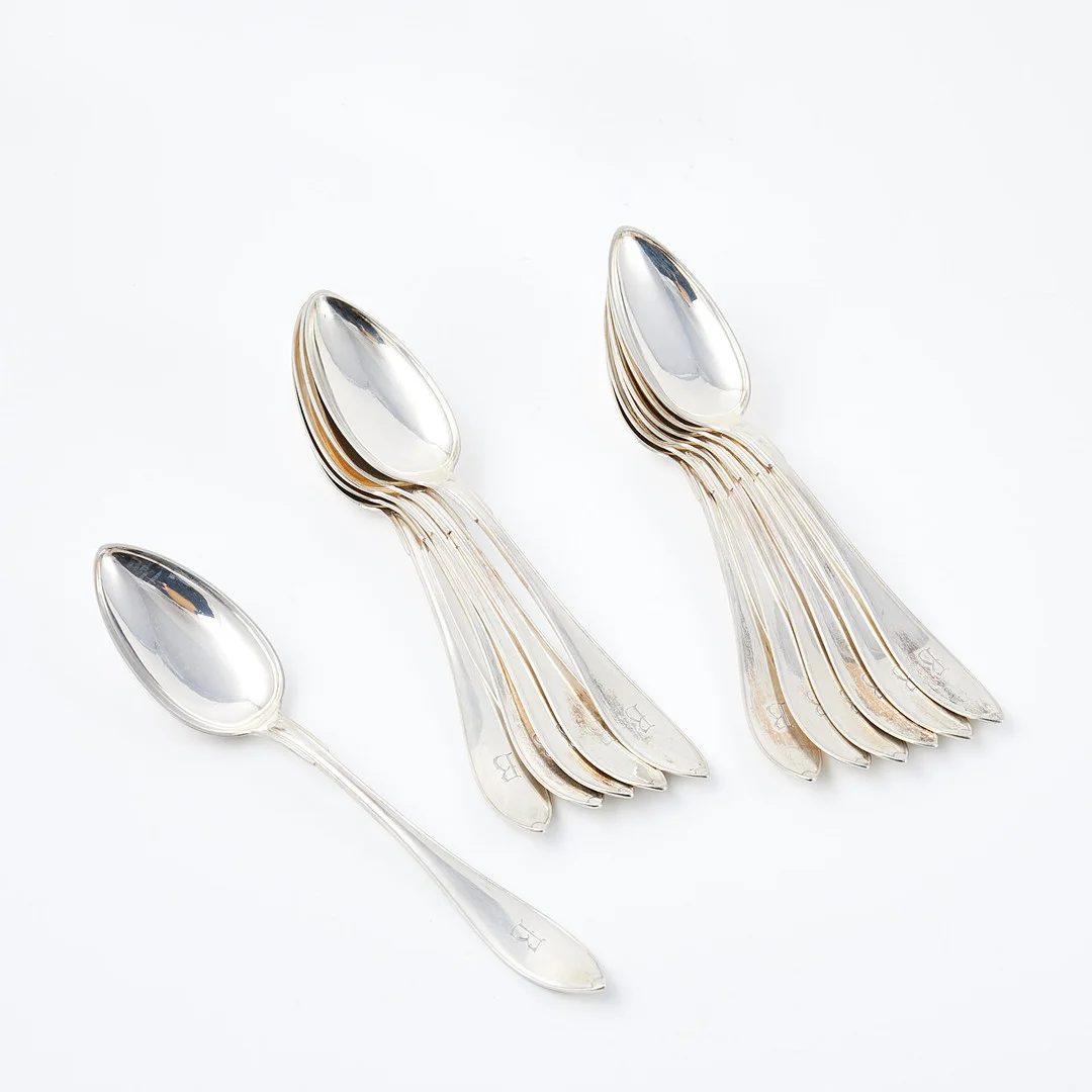MATSKEDAR, 12 st, silver, 830/1000, Otto Larsson, Landskrona, 1916. — Silver — Stockholms Auktionsverk Sickla