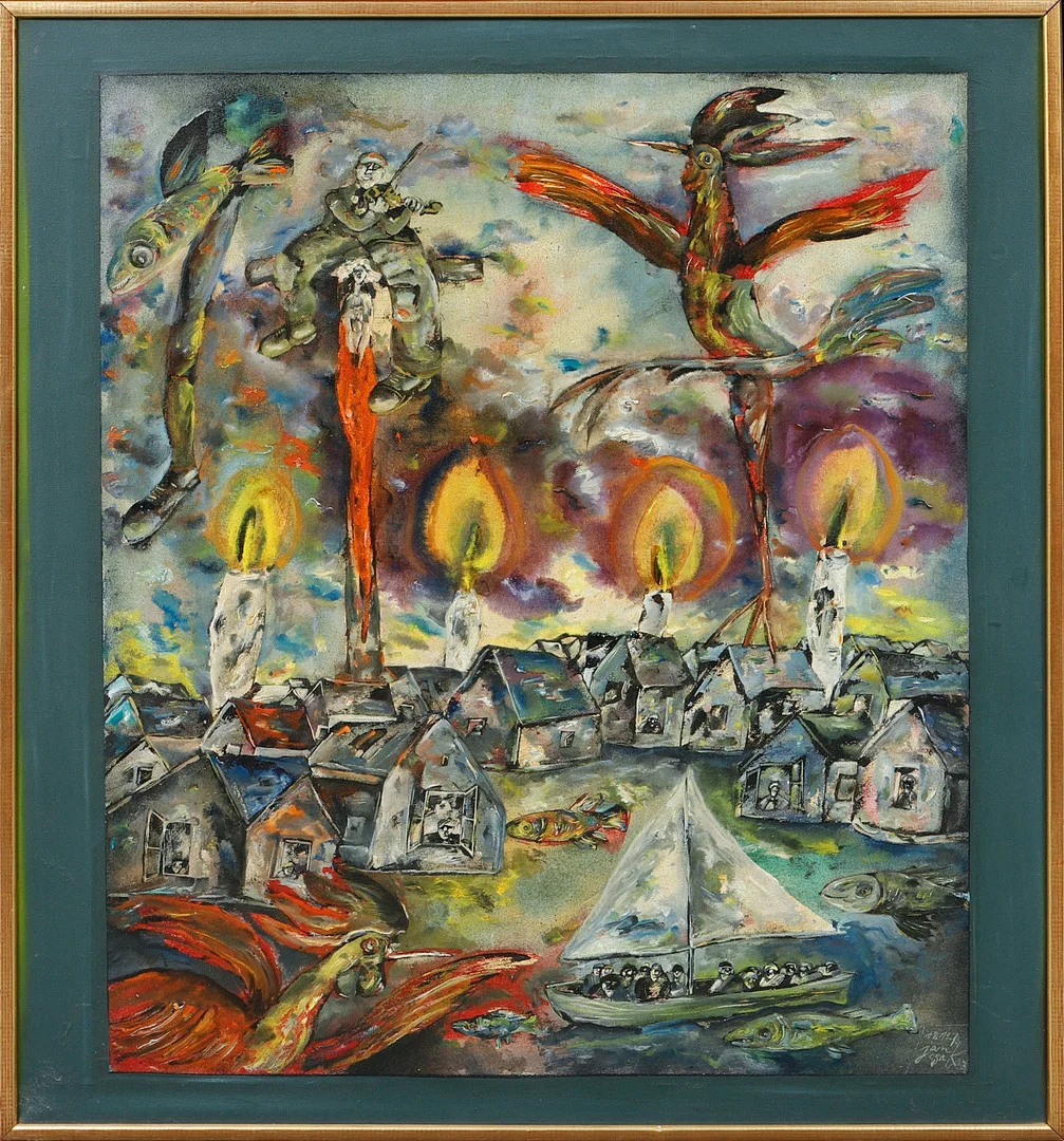 JAN JANUARY JANCZAK. "Krajobraz twarzy", olja på duk, signerad. — Paintings — Göteborgs Auktionsverk