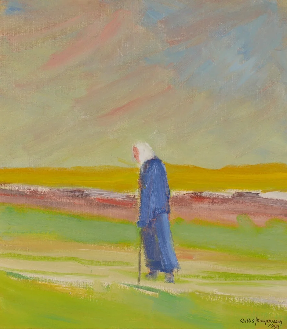 GILLIS MAGNUSSON. "Norra Stenåsa, Öland", olja på duk, signerad Gillis Magnusson 1992. — Paintings — Auktionsfirma Kenneth Svensson i Kalmar