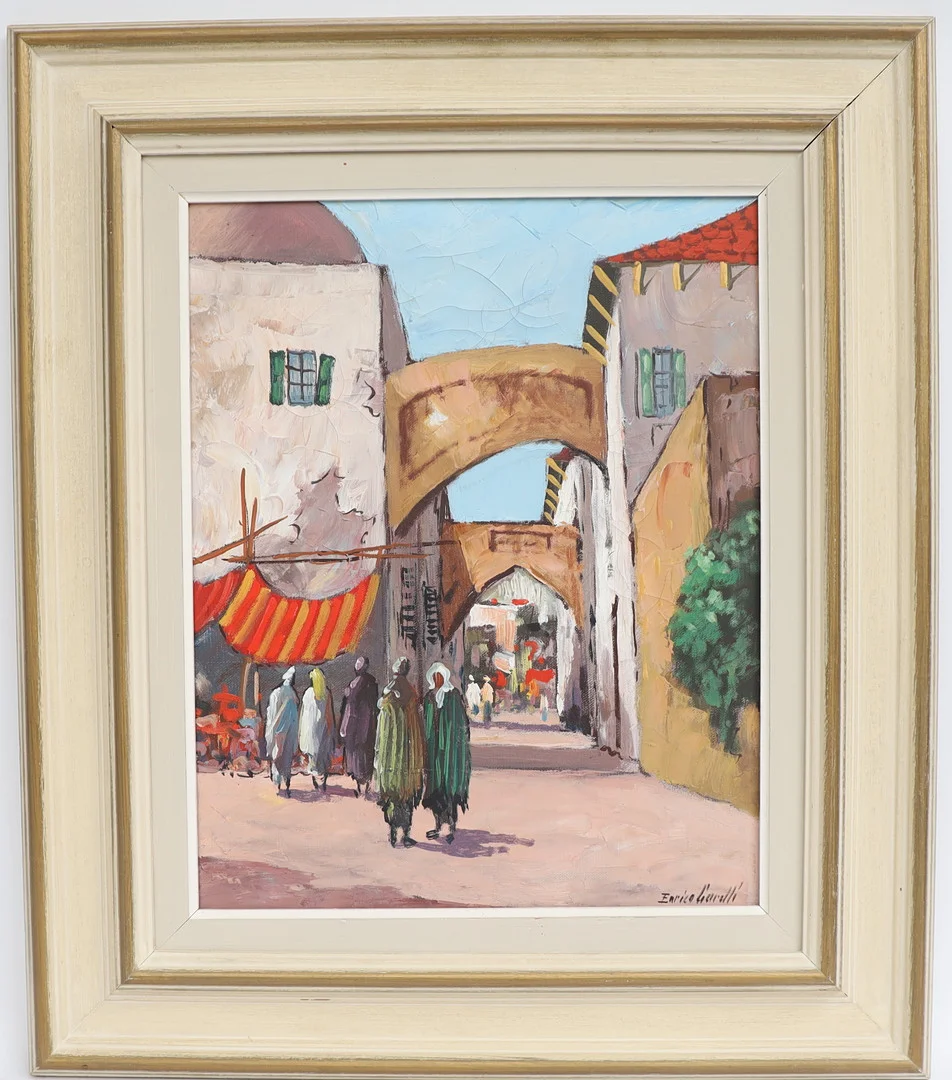 ENRICO GARELLI. Sydländskt landskap, oljemålning på duk, signerad. — Paintings — Falun Auktionsbyrå