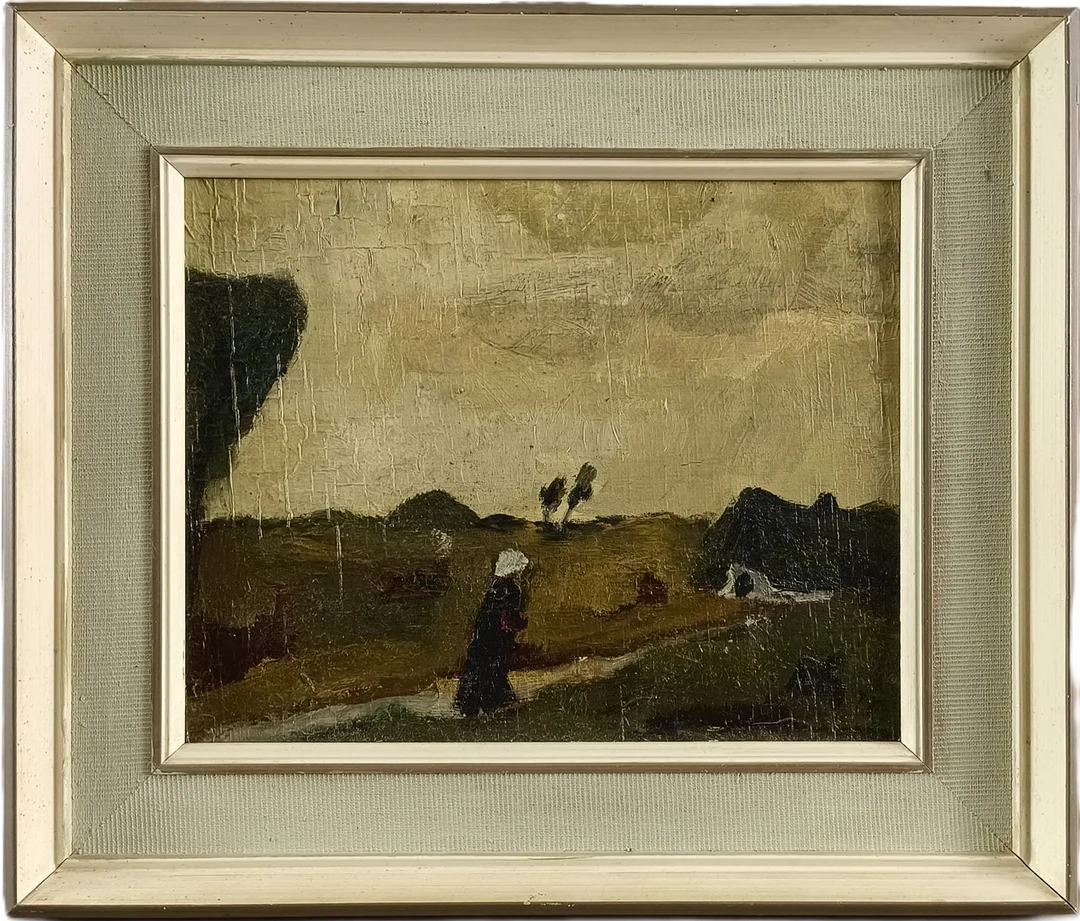 SANDER-PLUMP, AGNES. ZUGESCHRIEBEN. "Heidelandschaft", Öl / Leinwand auf Platte aufgezogen. — Paintings — Auktionshaus Blank