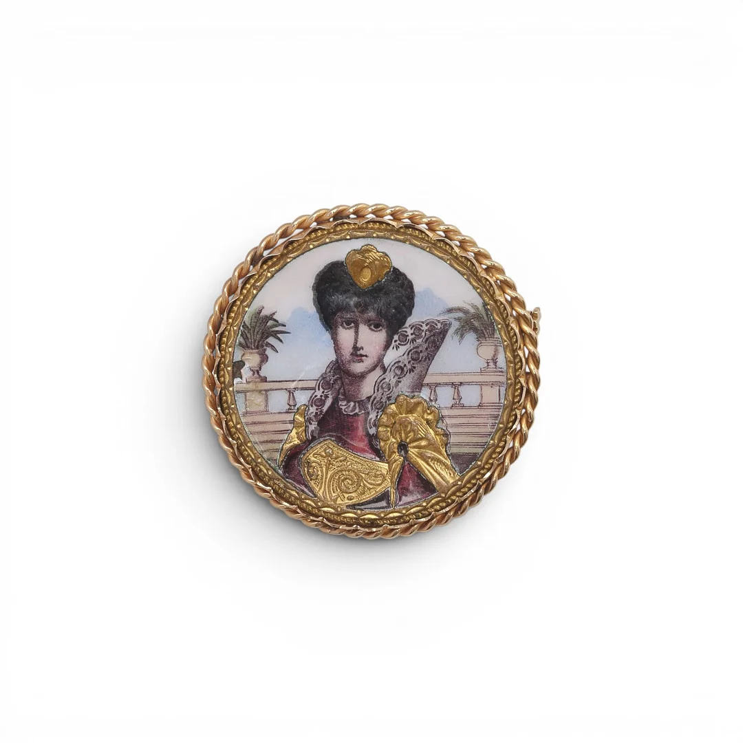 Gold brooch with miniature, early 20th Century. — Brooches & Pendants — Balclis