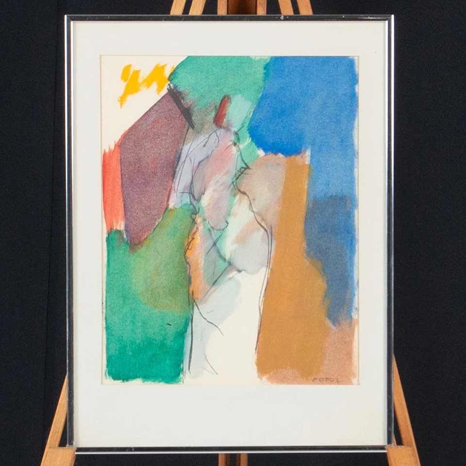 ERIK OTTO LARSEN. Blandteknik på papper, signerad. — Paintings — Laholms Auktionskammare