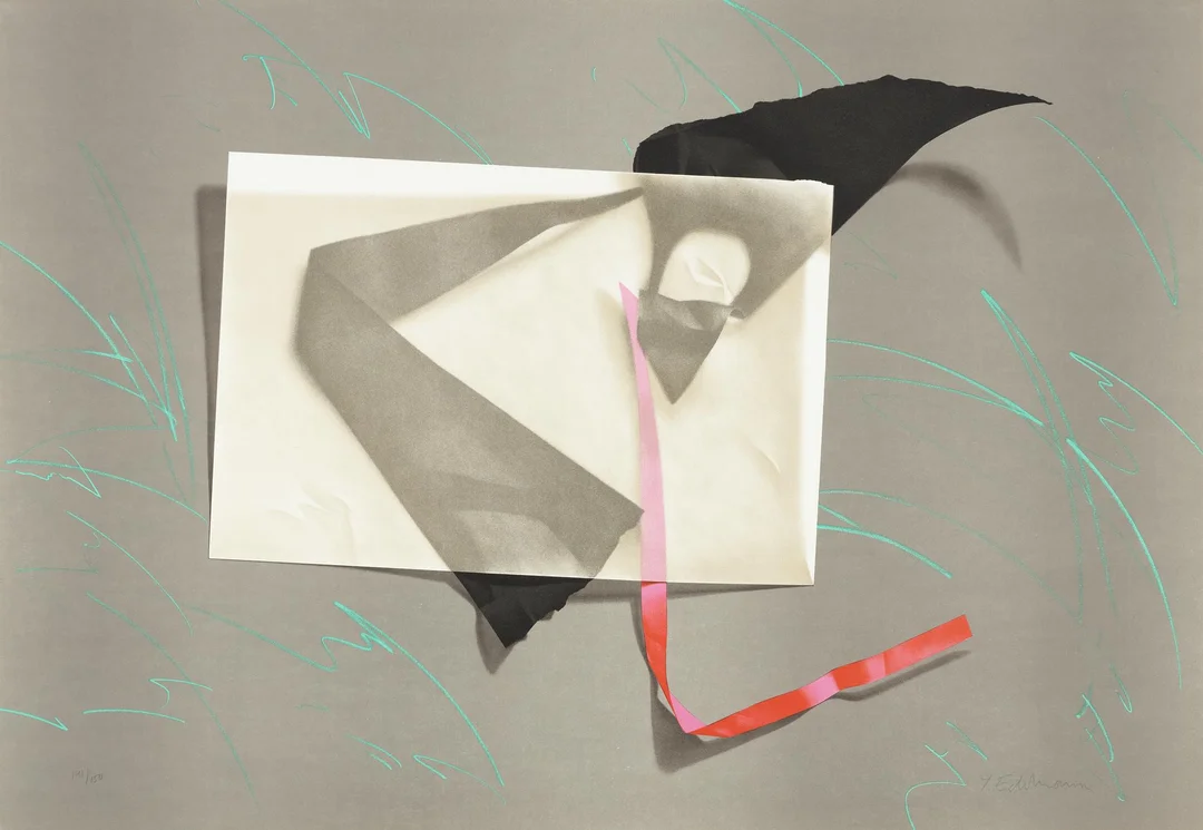 Yrjö Edelmann, "Black and red paper objects with transparent". — Konst/Grafik — Bukowskis