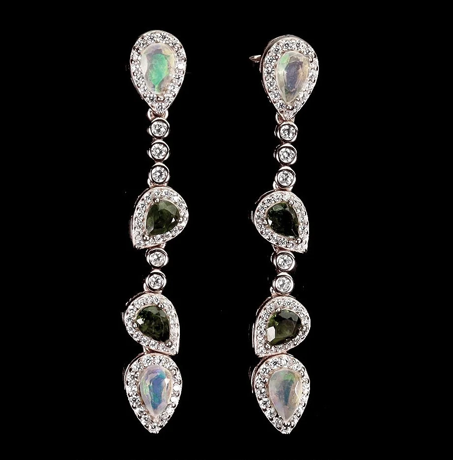 TOURMALINE AND OPAL EARRINGS. — Earrings — Chalkwell Auctions