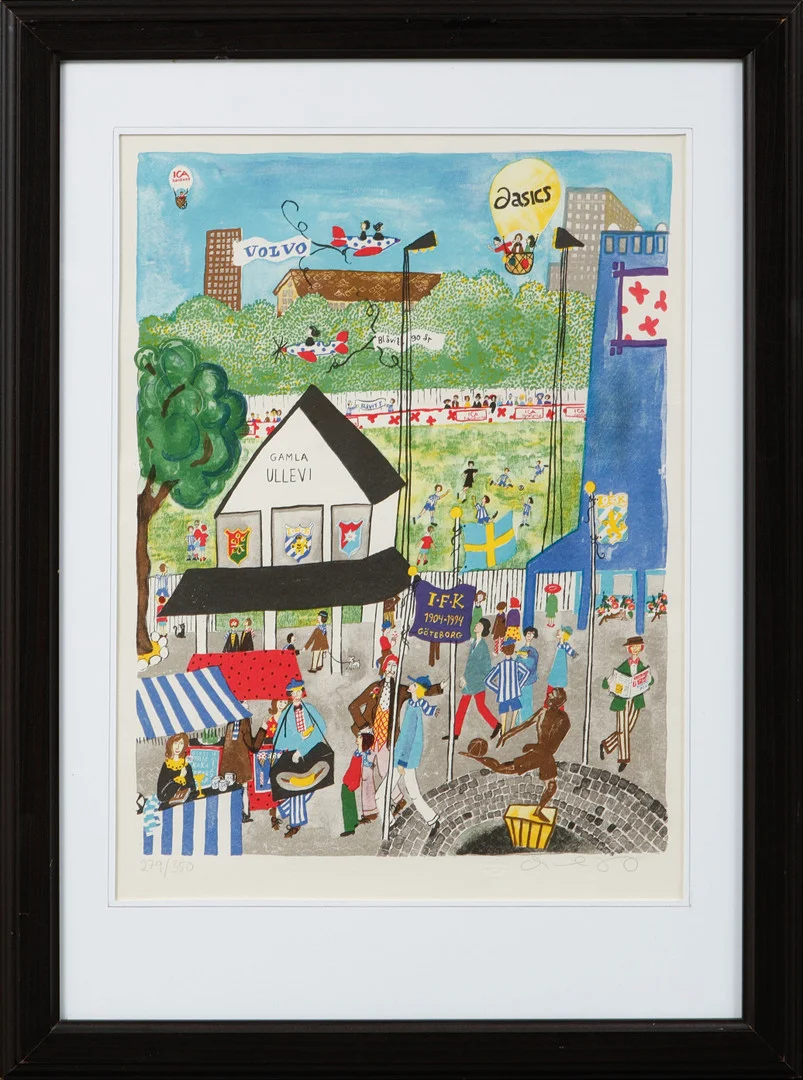 MARIKA LANG. "Gamla Ullevi", färglitografi, signerad och numrerad 279/350. — Engravings & Prints — Göteborgs Auktionsverk