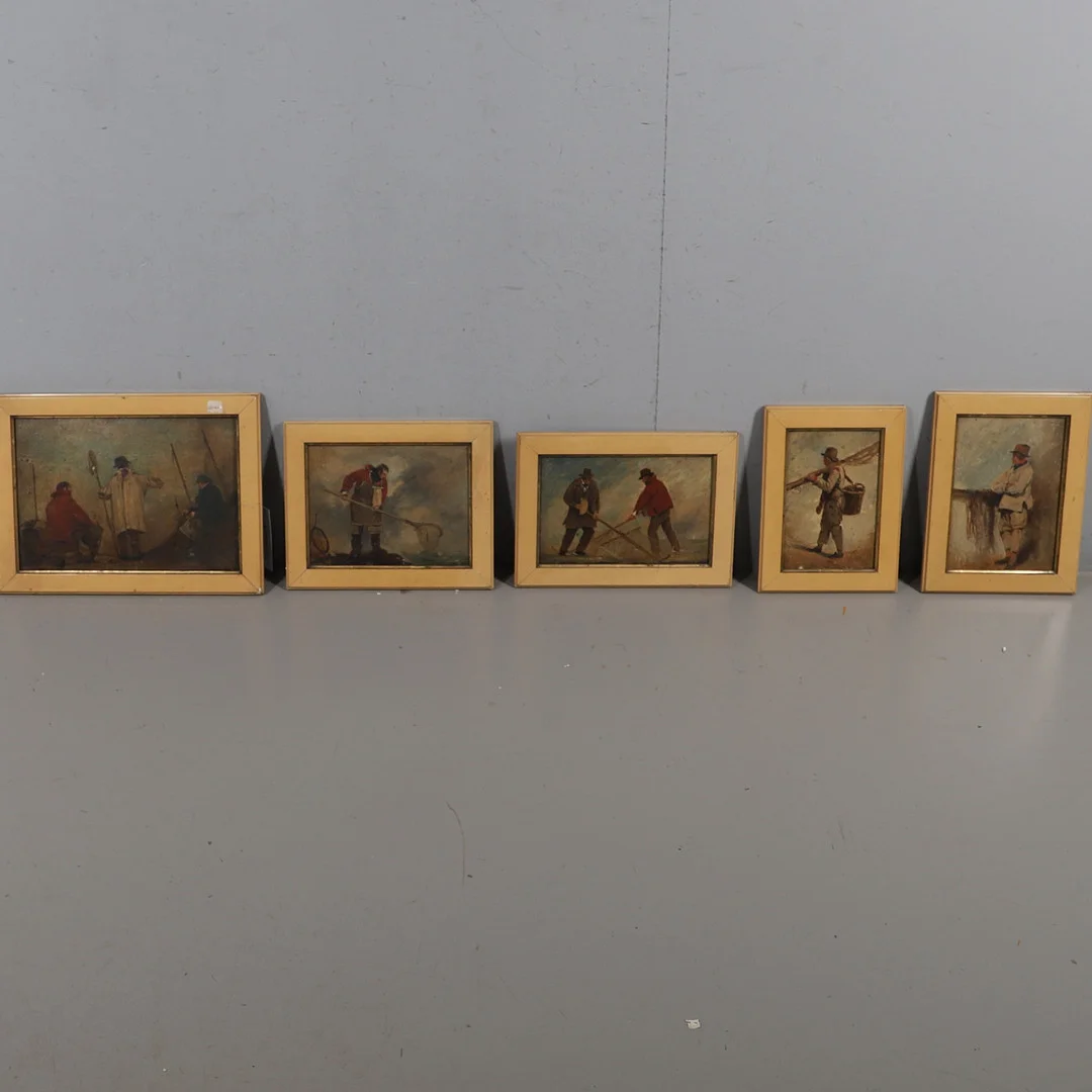 19TH/20TH CENTURY CONTINENTAL SCHOOL. FISHERFOLK, FIVE FRAMED STUDIES. — Paintings — Lawrences Auctioneers