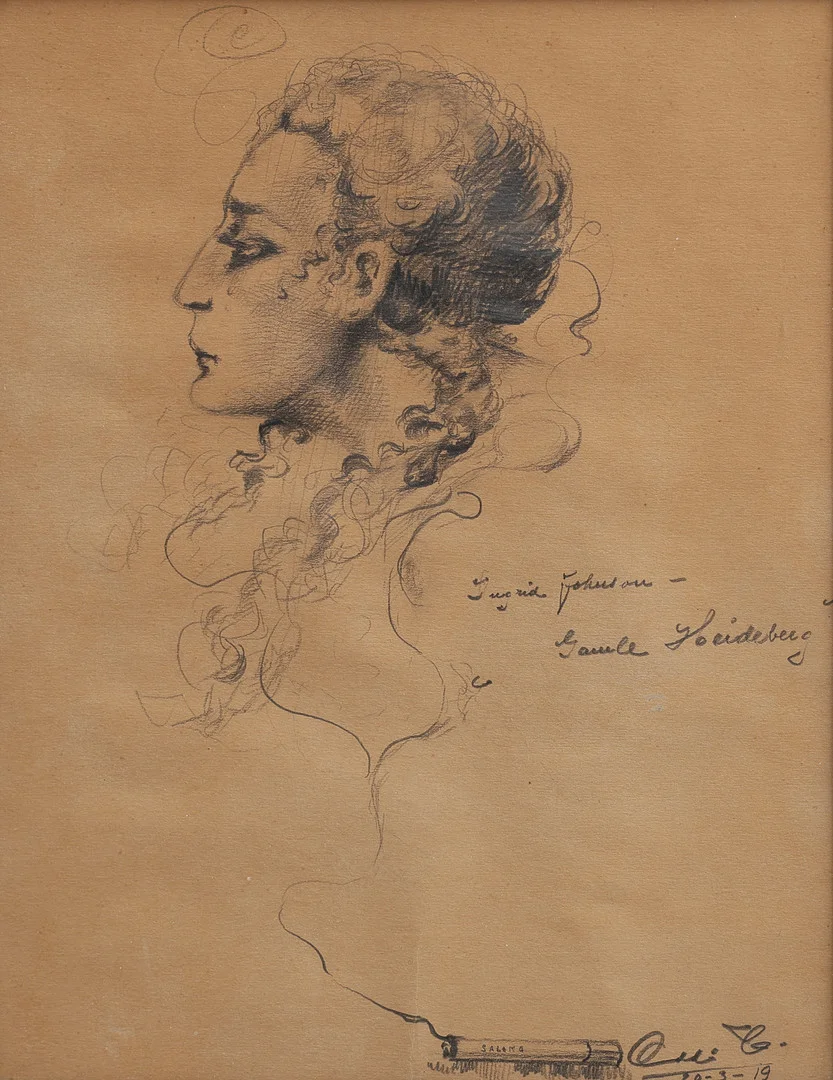 AUGUSTE CLERGÉ 1891-1963. GRAFIT PÅ PAPPER, INGRID JOHNSSON I ROLLEN SOM KÄTHIE I "GAMLA HEIDELBERG", SIGNERAD OCH DATERAD 1919. — Drawings — Crafoord Auktioner Lund
