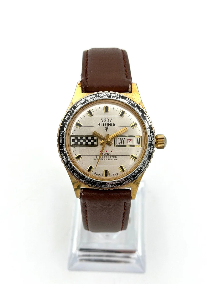 BITUNIA Super, armbandsur, 1970-tal, manuell, stål. — Wristwatches — Skandia Auktion