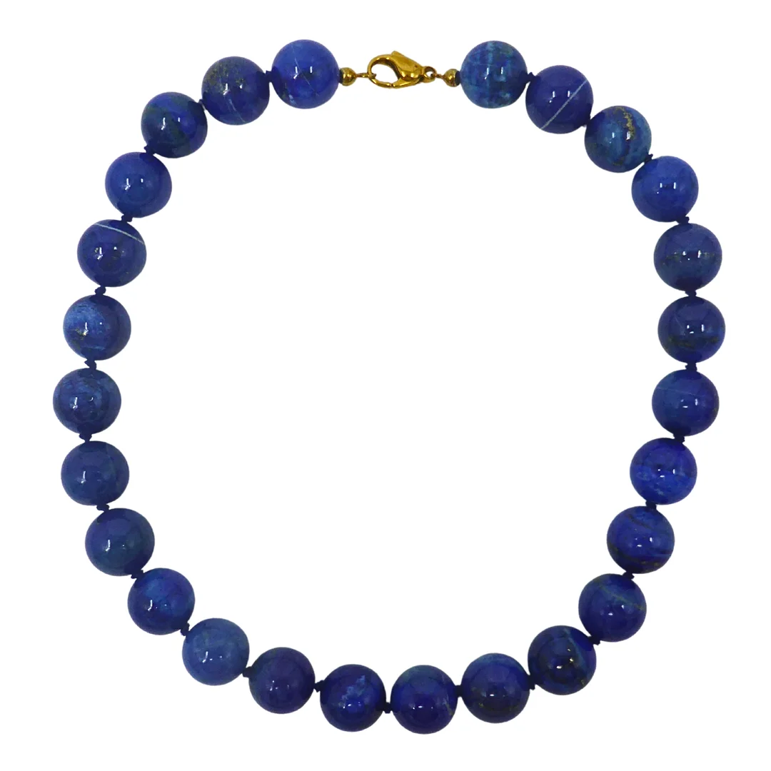 LAPISLAZULI-HALSKETTE MIT VERSCHLUSS AUS 333ER GELBGOLD. — Necklace — Auktionshaus Stuber's Hammerschlag