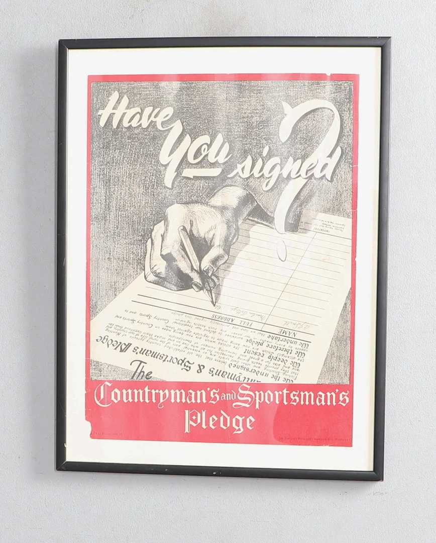 A MID-20TH CENTURY POSTER 'THE COUNTRYMAN'S AND SPORTSMAN'S PLEDGE' FOR A CAMPAIGN BY THE BRITISH FIELD SPORTS SOCIETY. — Engravings & Prints — Lawrences Auctioneers