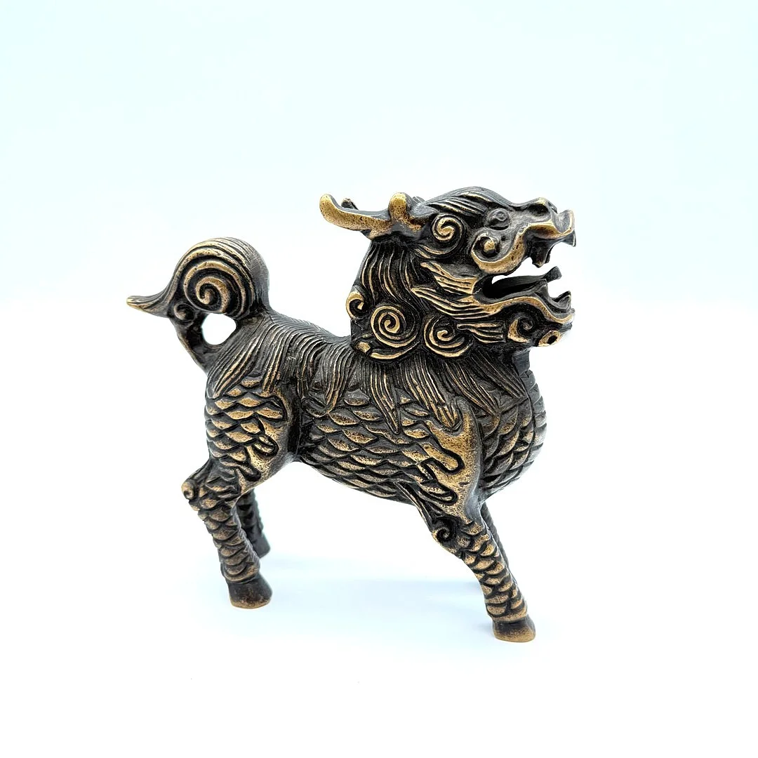 QILIN-FIGUR / KIRIN / KYLIN AUS BRONZE HUND DRACHE CHINA. — Bronzes — Kunst- und Auktionshaus Kleinhenz