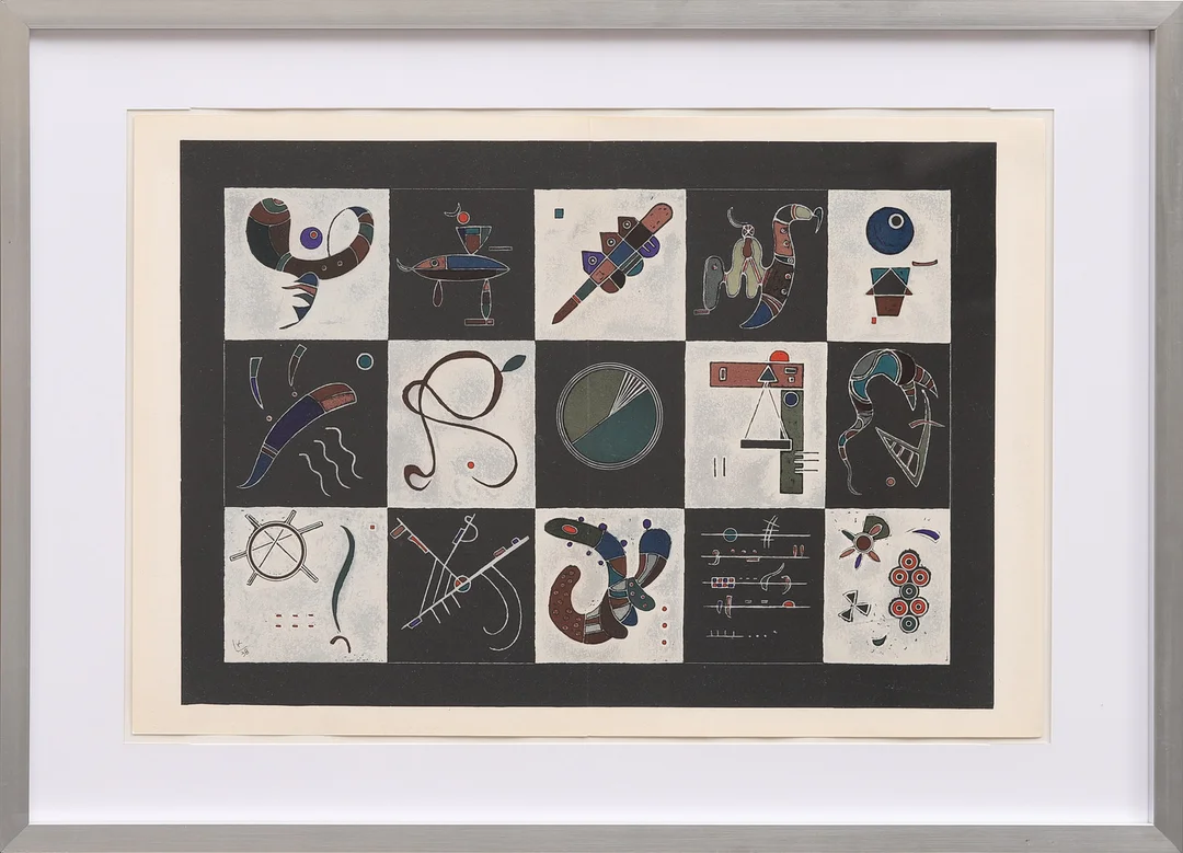 WASSILY KANDINSKY. EFTER. "Quinze", färglitografi ur Derrière le Miroir nr 101-102-103 1957. — Engravings & Prints — Crafoord Auktioner Malmö