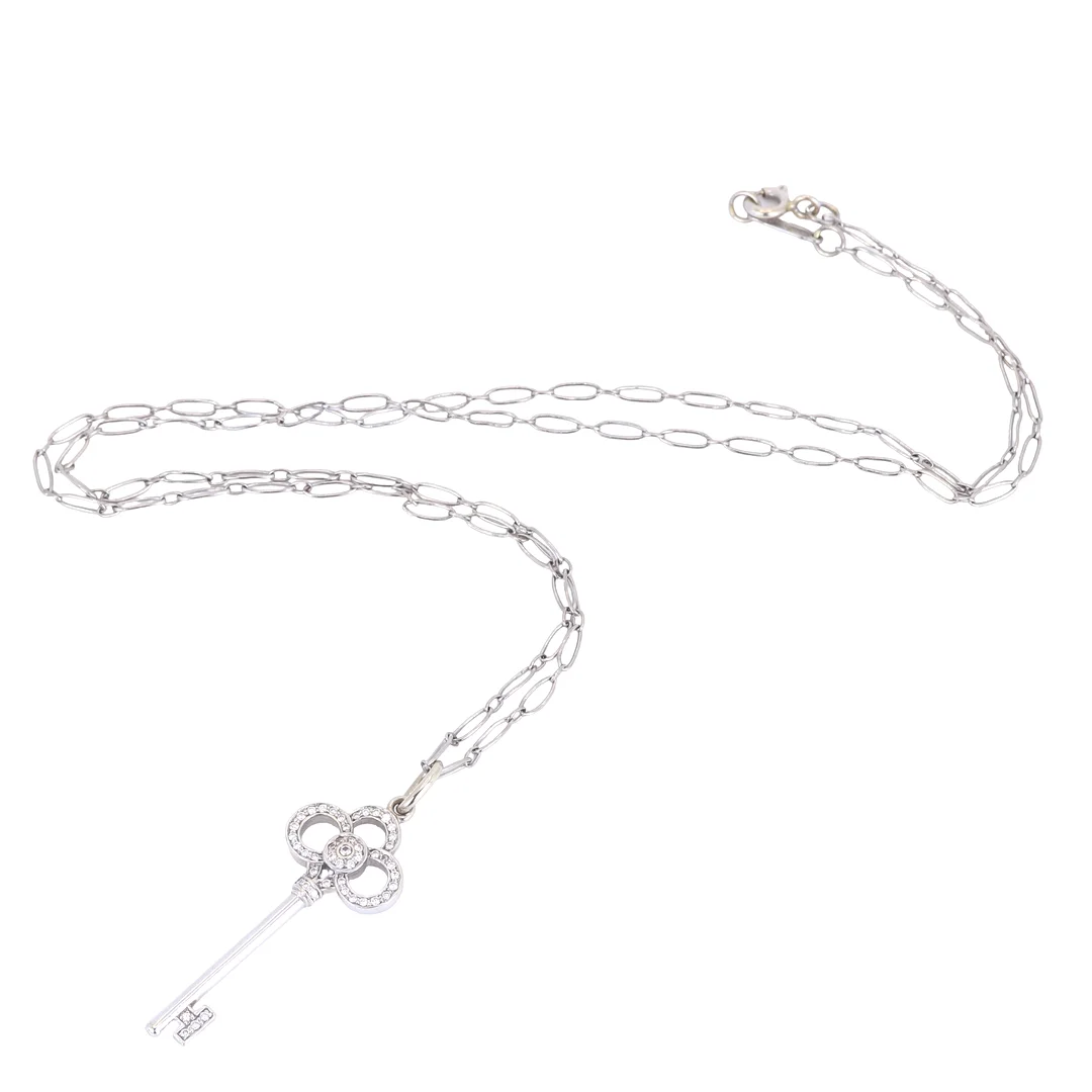 18CT DIAMOND PENDANT & CHAIN. — Necklace — Chalkwell Auctions