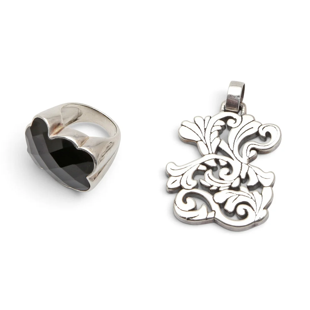 Tous silver and onyx ring and band. — Rings — Balclis
