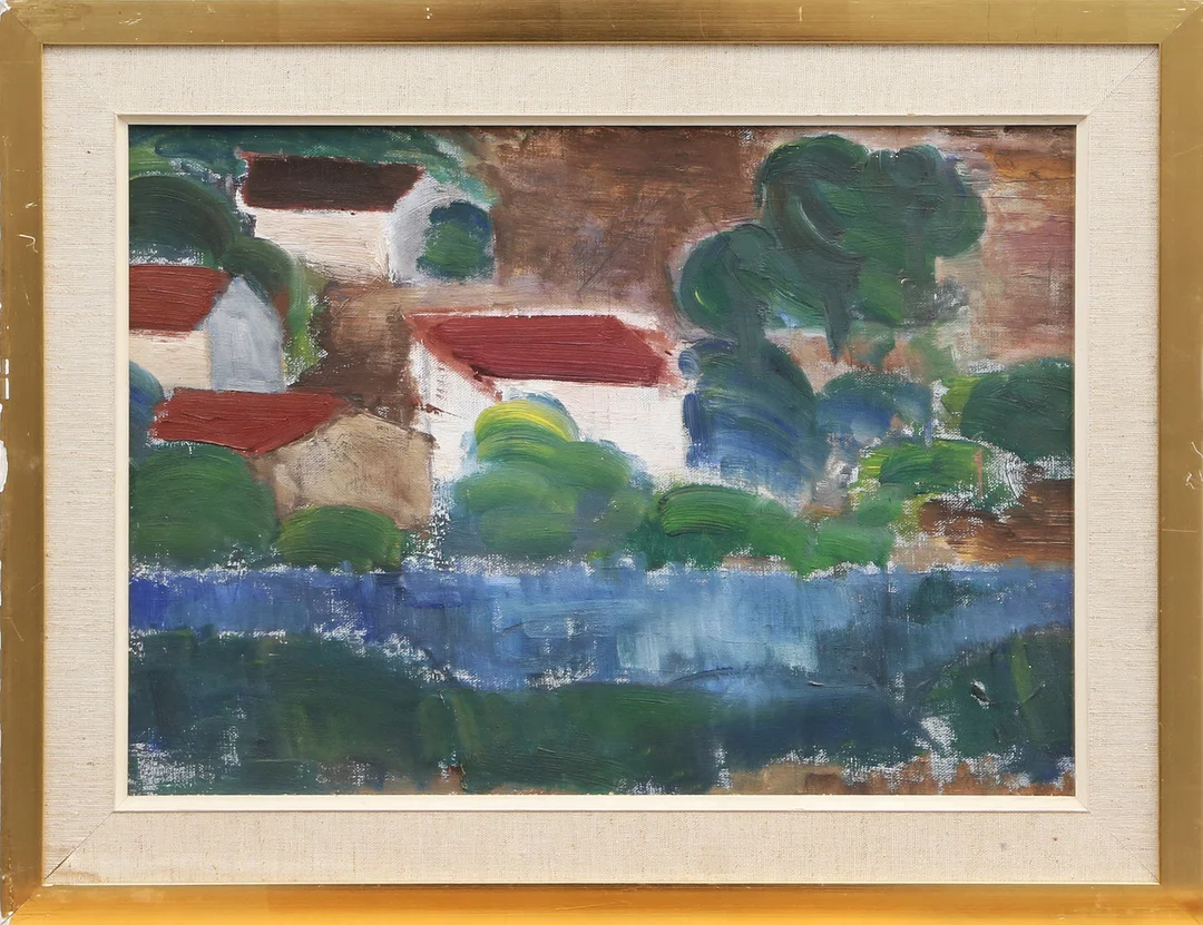 OIDENTIFIERAD KONSTNÄR. OLJA, på pannå, signerad. — Paintings — Kalmar Auktionsverk