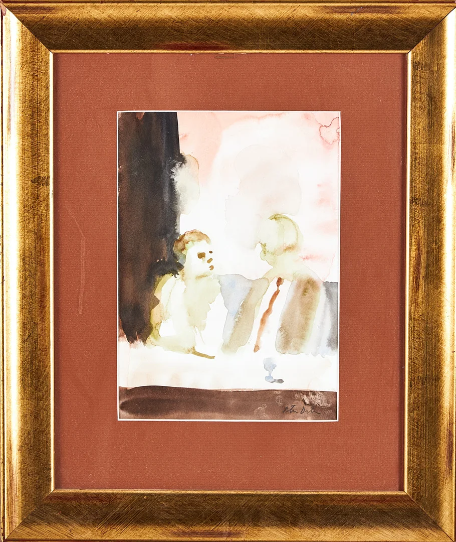 PETER DAHL. Samtal i baren, akvarell på papper, signerad. — Paintings — Stockholms Auktionsverk Magasin 5