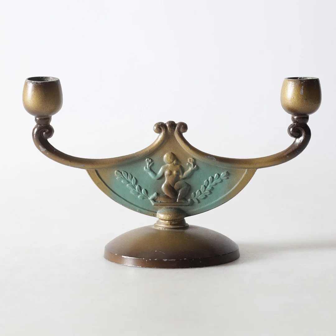 KANDELABER, bronspatinerad metall, art deco, 1900-tal. — Candlesticks — Gomér & Andersson Nyköping