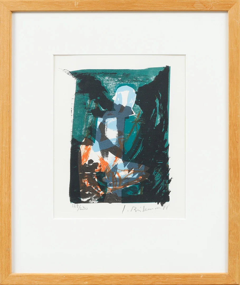JENS BIRKEMOSE. Komposition med figur, färglitografi, signerad och numrerad 129/230. — Engravings & Prints — Göteborgs Auktionsverk
