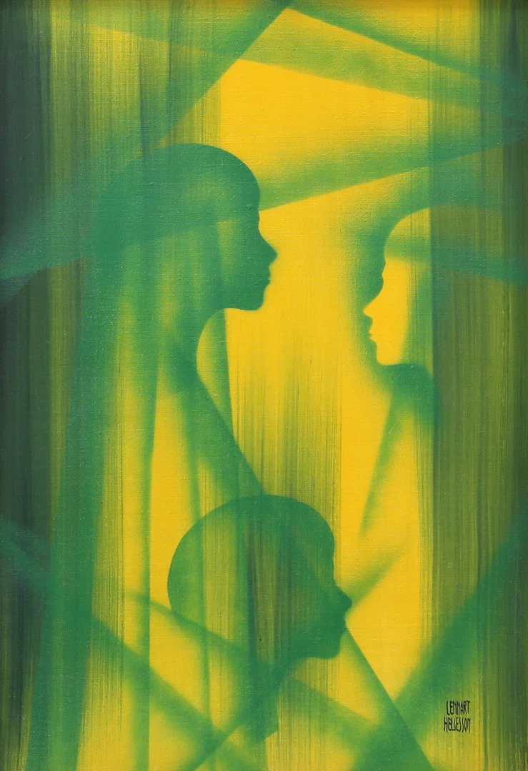 LENNART HELGESSON. "Tre Evor". Olja på duk, signerad. — Paintings — Auktionshuset Thelin & Johansson