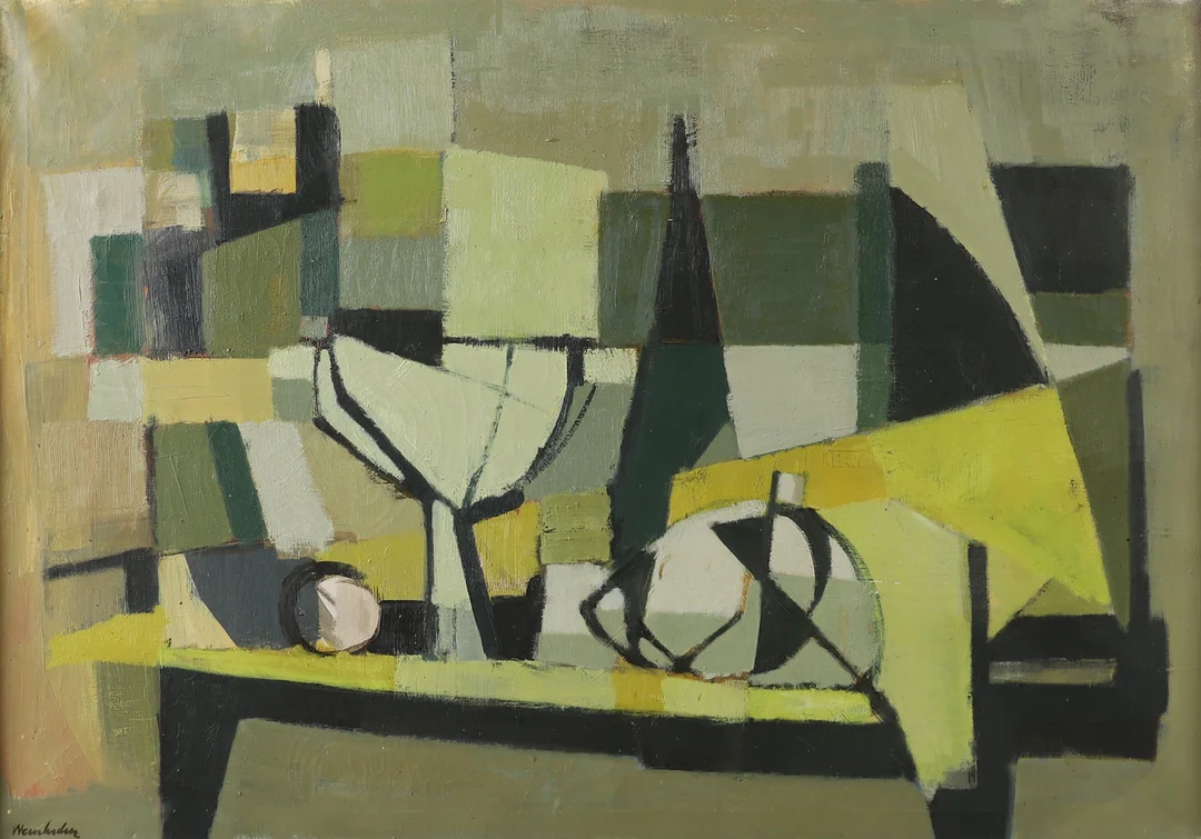 STIG WERNHEDEN. "Uppställning 1", olja på duk, signerad. — Paintings — Helsingborgs Auktionskammare