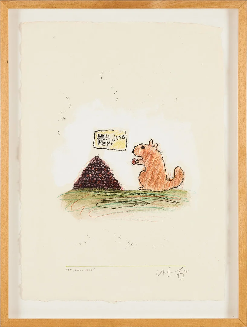 LASSE ÅBERG. "Hem, ljuva hem!". — Drawings — Stockholms Auktionsverk Magasin 5