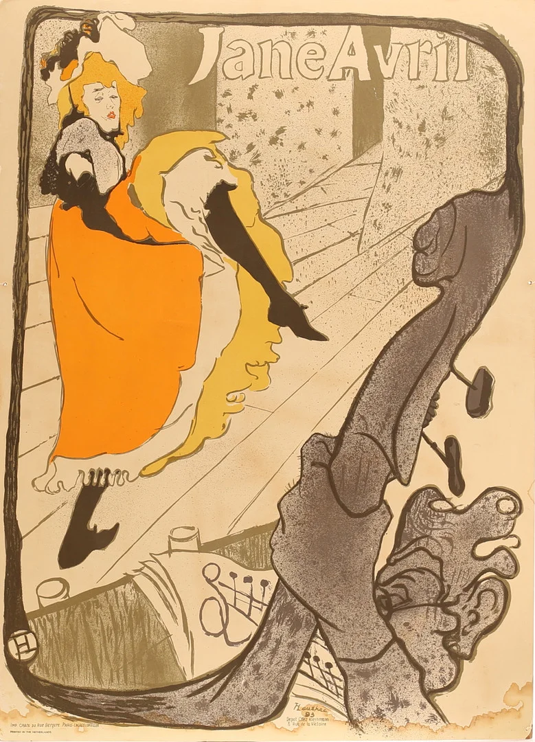 HENRI DE TOULOUSE-LAUTREC. Efter, litografiskt tryck, "Jane Avril". — Engravings & Prints — RA Auktionsverket Norrköping