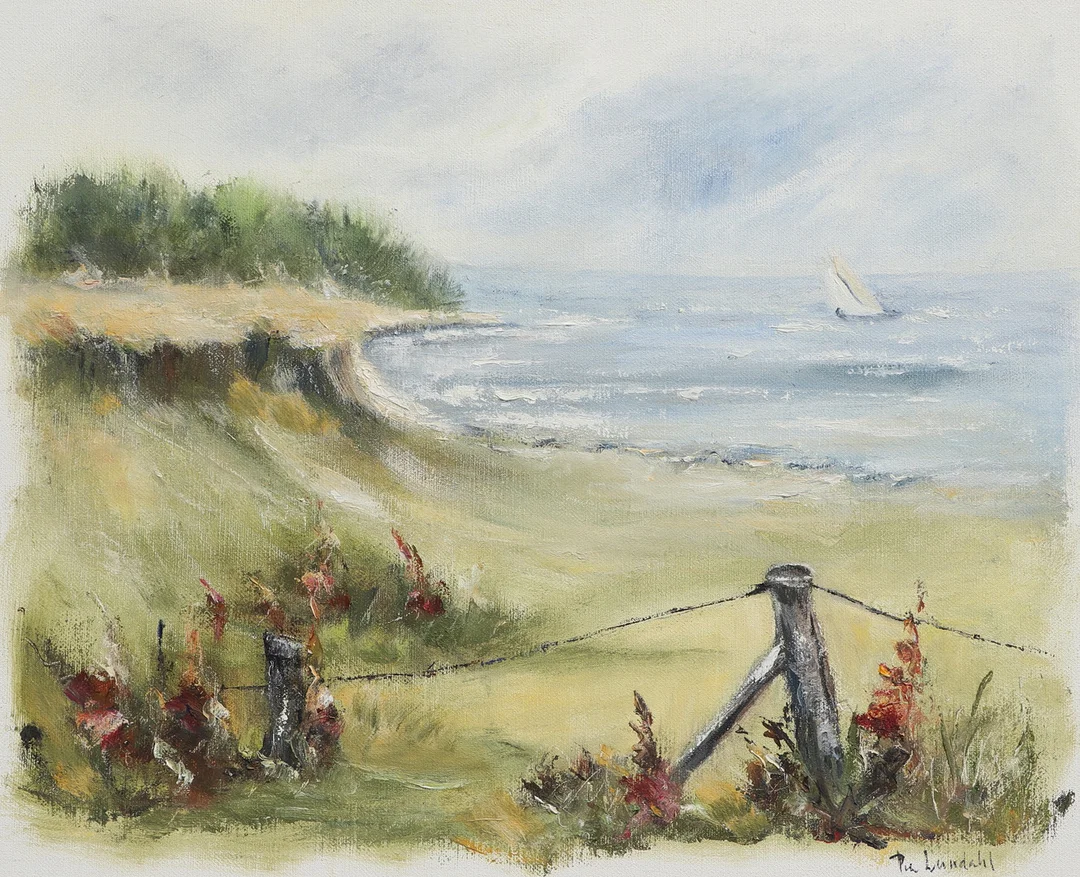 PIA LUNDAHL. Olja på duk, "Vy från Stenshuvud", signerad. — Paintings — Ekenbergs Auktioner