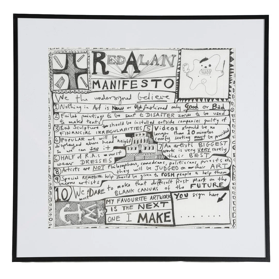 GRAYSON PERRY CBE RBA (BRITISH, B.1960) "RED ALAN MANIFESTO". — Paintings — Bishop & Miller
