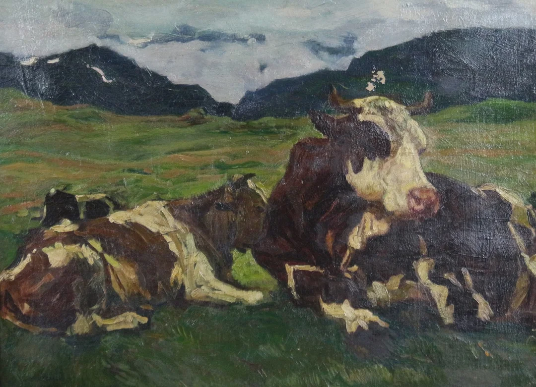 CARL EDERER (1875-1950). Öl auf Malkarton , '' Kühe auf der Weide ''. — Paintings — Stockholms Auktionsverk Düsseldorf/Neuss