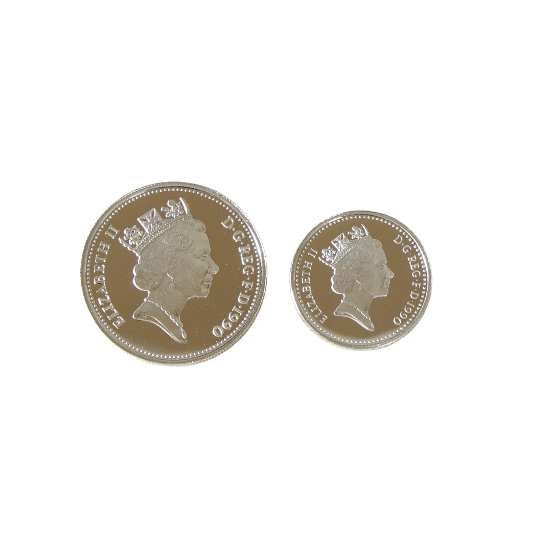 A ROYAL MINT UNITED KINGDOM SILVER PROOF FIVE PENCE TWO-COIN SET. — Coins & Banknotes — Bishop & Miller