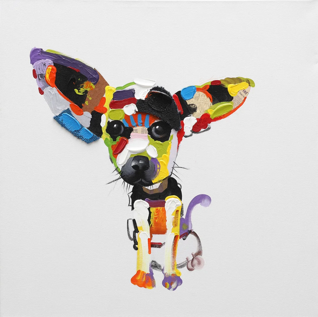 KEVIN EDWARD BLAKE. blandteknik på duk, "Chihuahua". — Paintings — Auktionsmagasinet Vänersborg