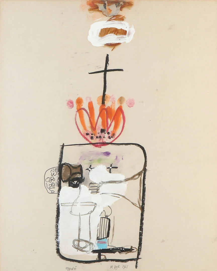 MADELEINE PYK. Blandteknik. "Uppstå". Signerad. — Paintings — Skånes Auktionsverk