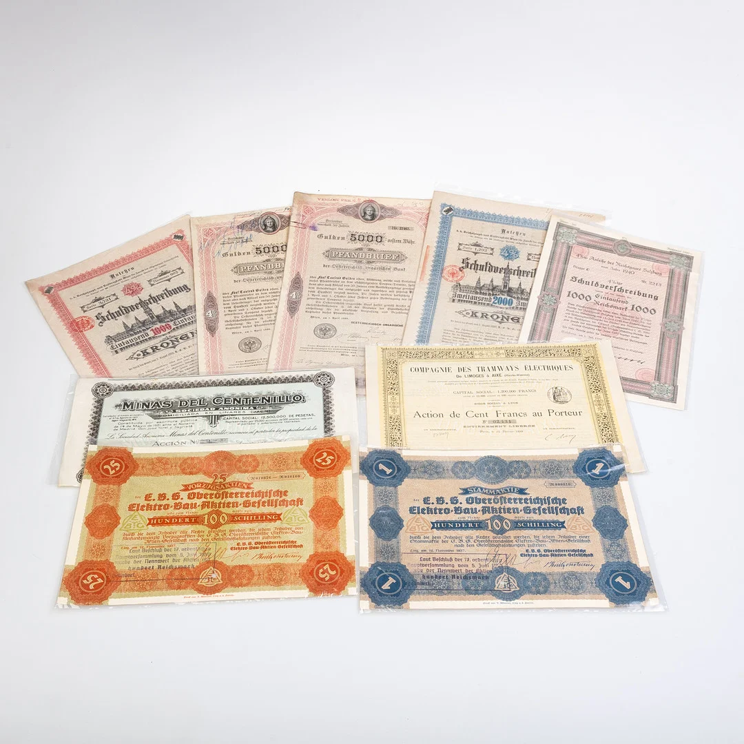 A COLLECTION OF EUROPEAN SHARE CERTIFICATES. — Other collectables — Griffin’s Auctioneers