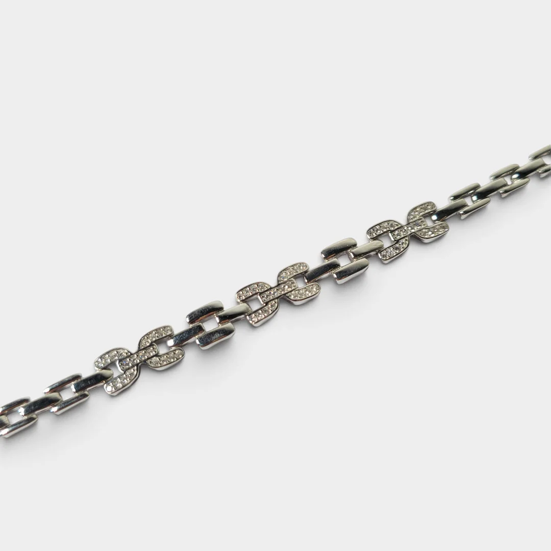 Pulsera eslabones en plata y circonitas. — Bracelets — Barcelona Auctions