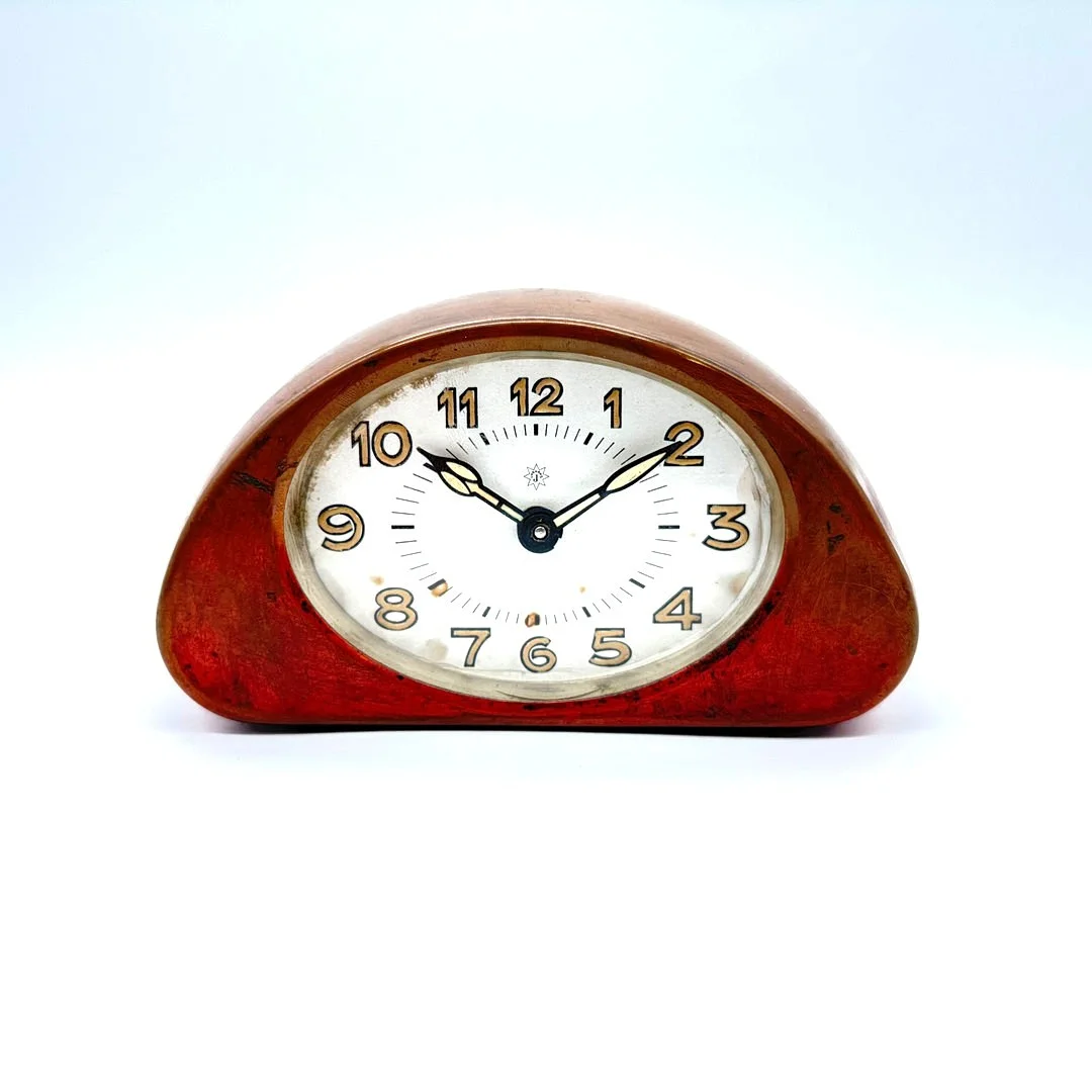 JUNGHANS TISCHUHR TISCHWECKER KUPFERGEHÄUSE 1920ER/1930ER. — Mantel clocks — Kunst- und Auktionshaus Kleinhenz