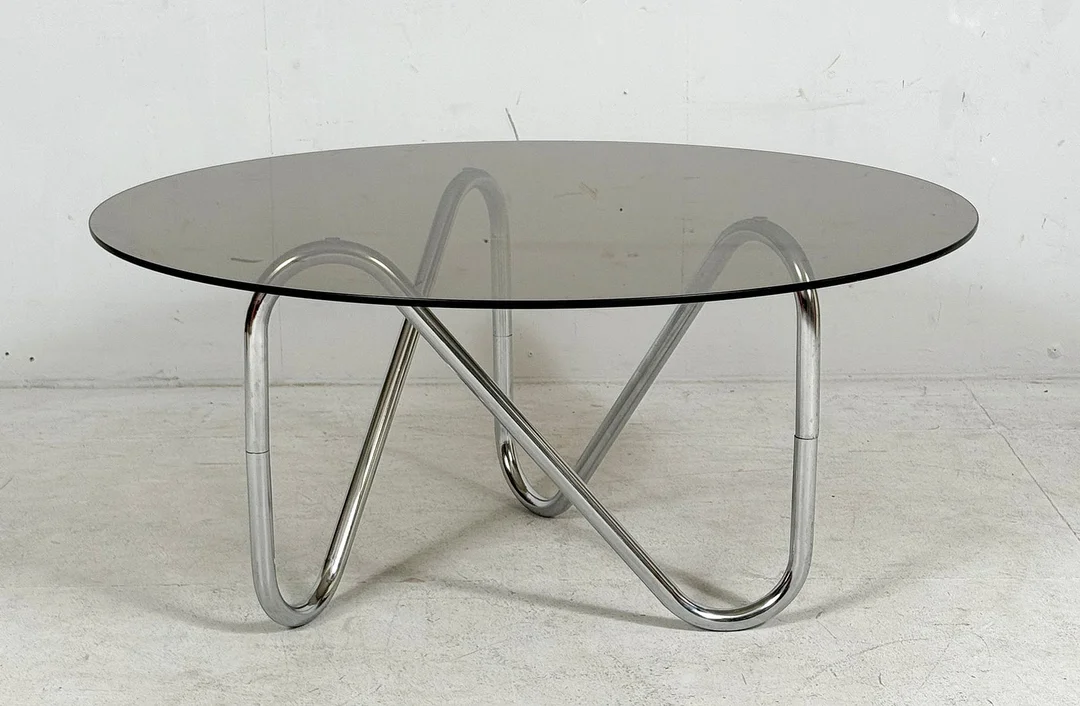 Französischer Stahlrohr Coffee Table/Couchtisch, der 1970er Jahre. — Tables — Stockholms Auktionsverk Düsseldorf/Neuss