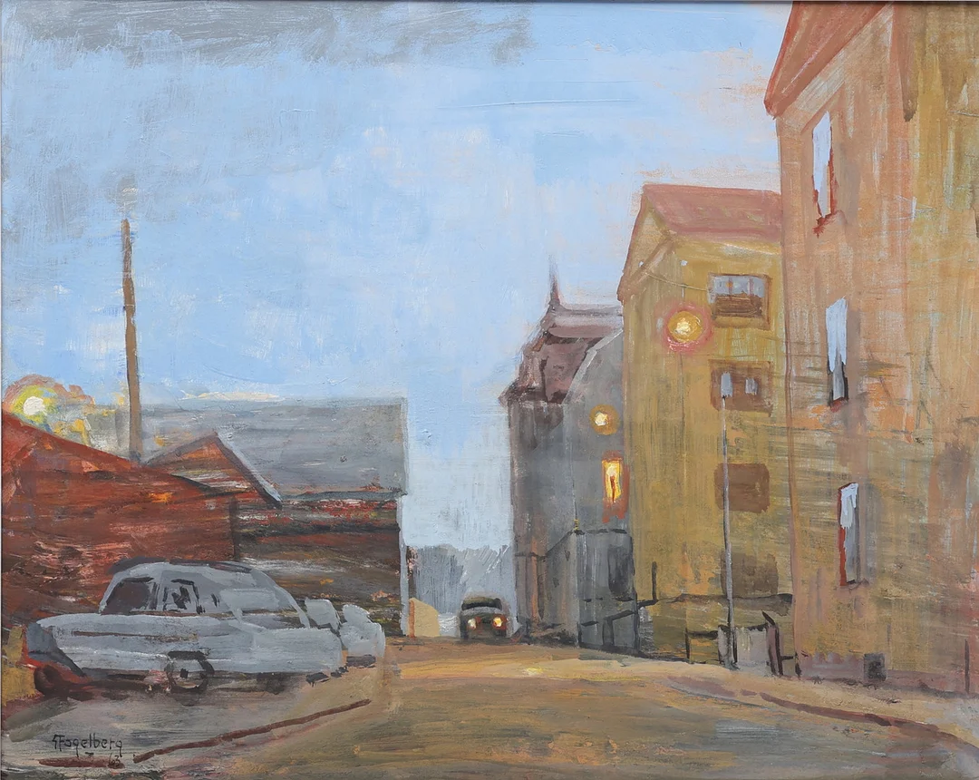 GUSTAF FOGELBERG. Olja på panå, Bruksgatan Jönköping, signerad G. Fogelberg. — Paintings — Gomér & Andersson Jönköping